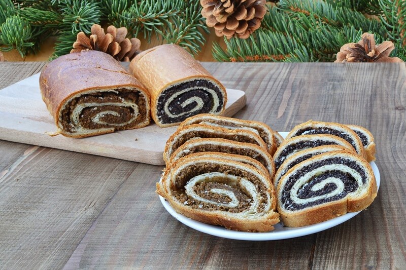 Heavenly traditional walnut and poppy seed rolls for Christmas