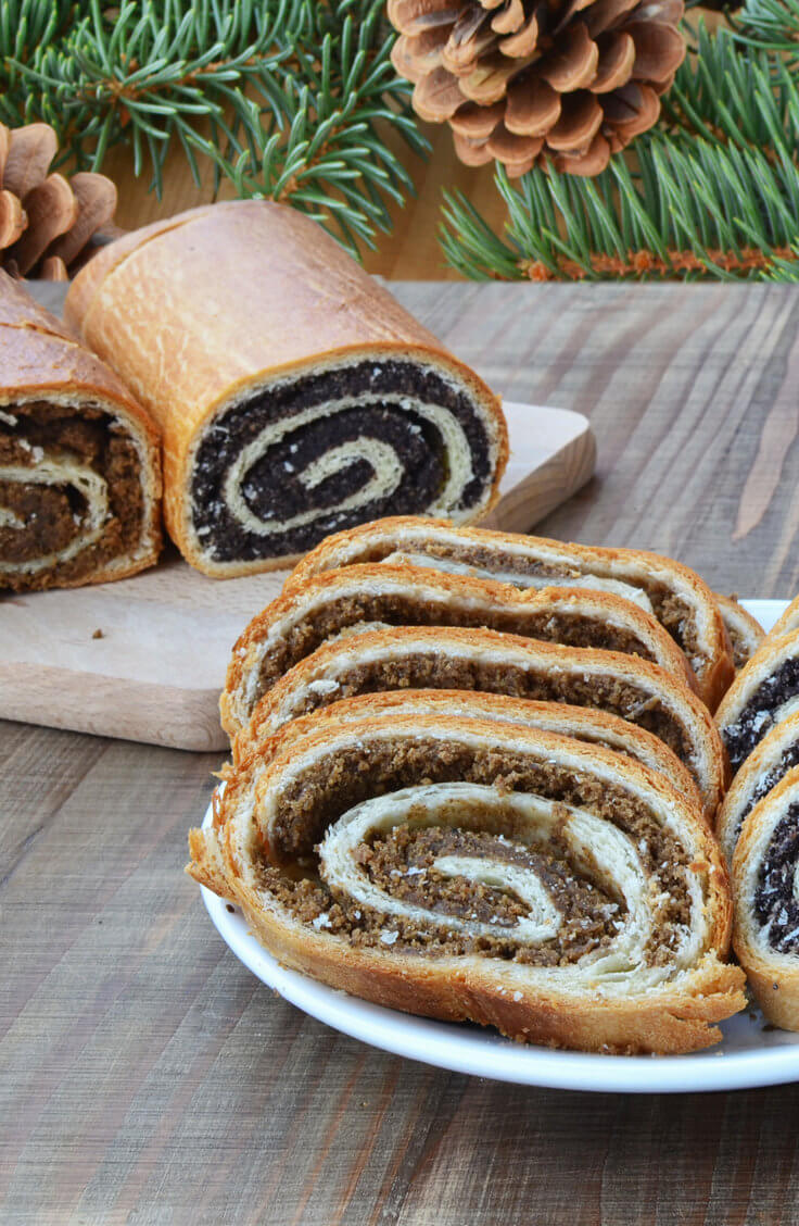 Heavenly traditional walnut and poppy seed rolls for Christmas