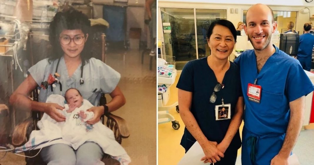 The nurse discovers that the new doctor at the hospital is the baby whose life she saved 28 years earlier