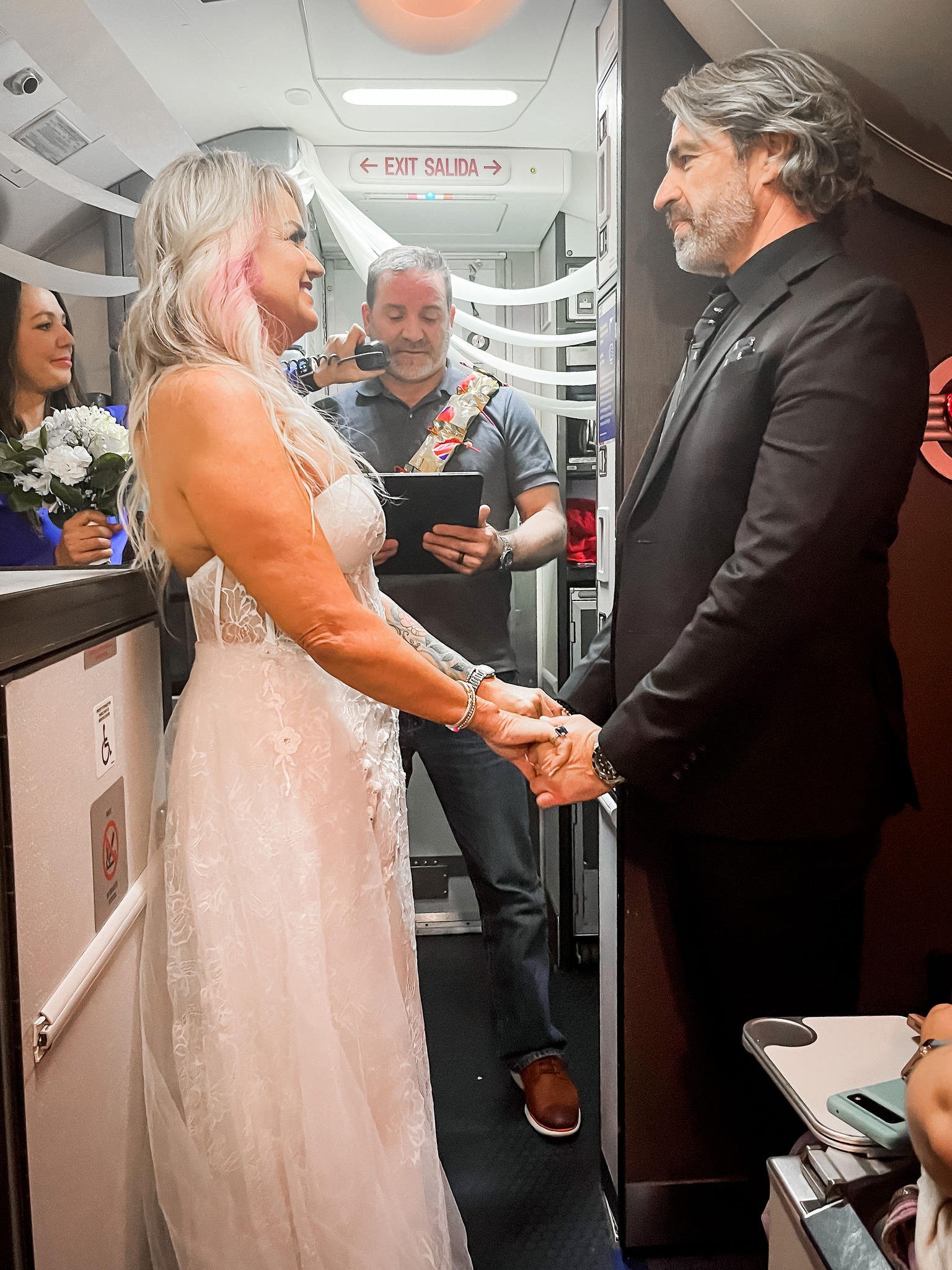 After missing their wedding, the couple got married on the plane in an impromptu ceremony