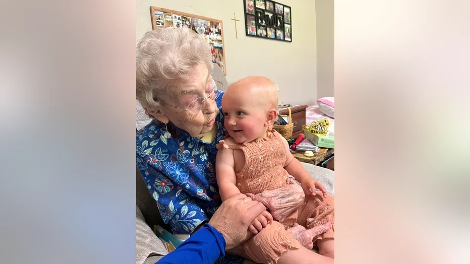 A great-grandmother celebrated her 100th birthday on the same day when her great-granddaughter turned 1